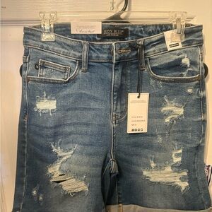 Judy Blue Women's Ripped Denim Boyfriend Jeans